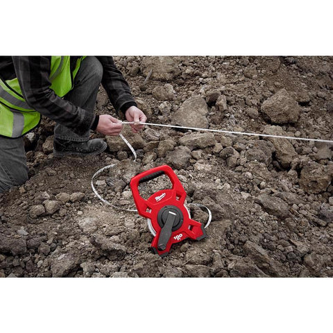 Milwaukee Open Reel Long Tape Measure, Red, 100' L