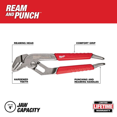 Milwaukee REAM & PUNCH Straight-Jaw Plier, Red, 6" L