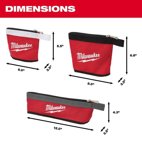 Milwaukee Multi-Size Zipper Pouch, Canvas, Red