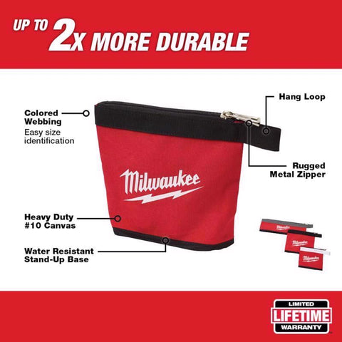 Milwaukee Multi-Size Zipper Pouch, Canvas, Red