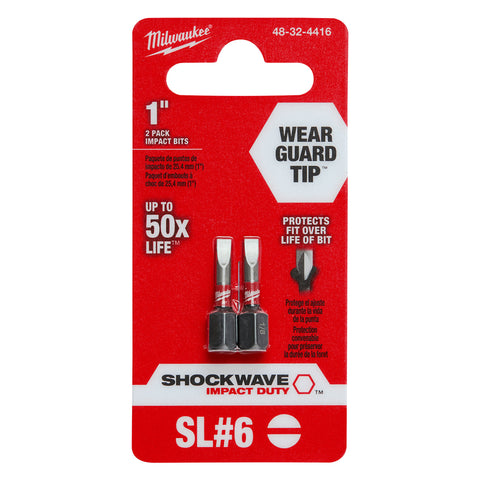 Milwaukee Shockwave Slotted Insert Bit, 1/8" x 1" L