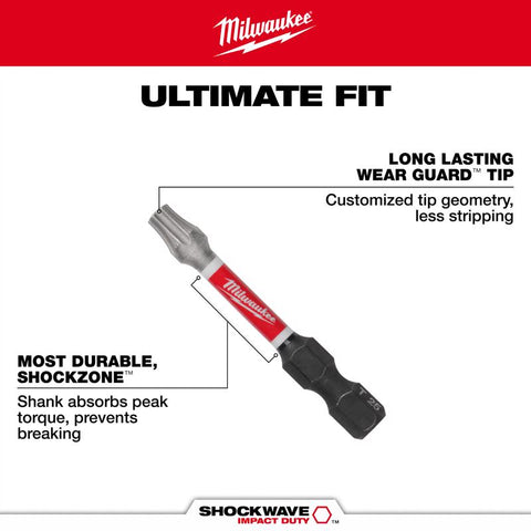 Milwaukee Shockwave Torx Impact Power Bit, 2" L x T40
