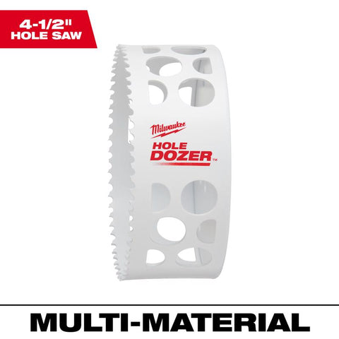 Milwaukee Hole Dozer Hole Saw, Bi-Metal, 4-1/2" Dia x 1-3/4" L