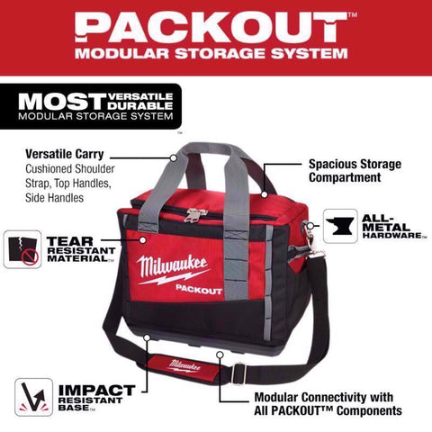 Milwaukee PACKOUT Tool Bag, Ballistic Nylon, Black/Red