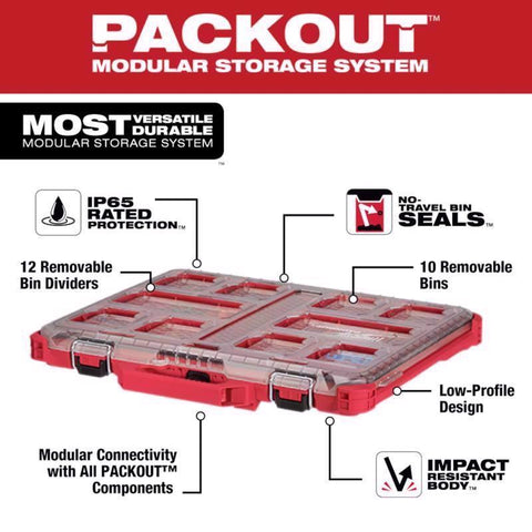 Milwaukee PACKOUT Interlocking Organizer, Red, 19.7" L