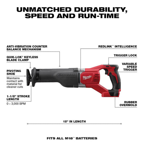 Milwaukee M18 Cordless Compact Combo Tool Kit, 18 V