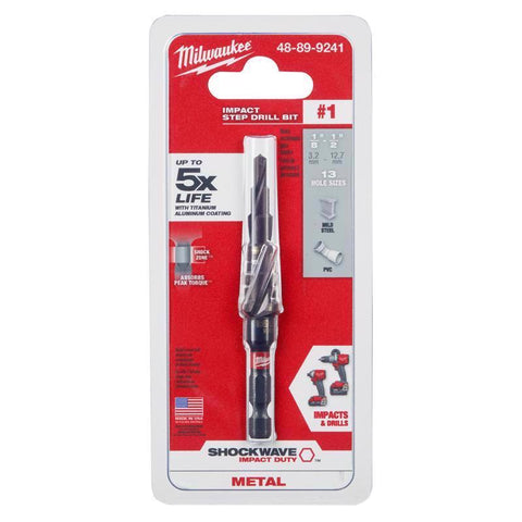 Milwaukee Shockwave Impact Step Drill Bit, #1, 3.75" L