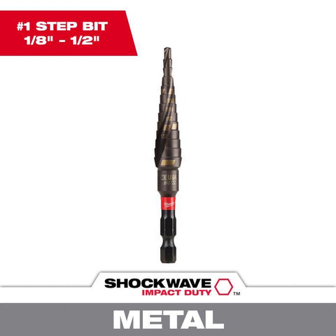 Milwaukee Shockwave Impact Step Drill Bit, #1, 3.75" L