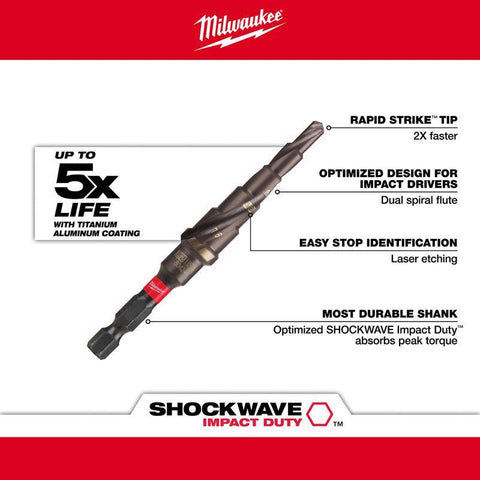 Milwaukee 3/16-1/2" #2 Step Bit