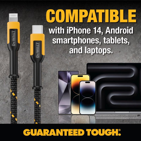 DeWalt 4' Lightning/USBC Cable