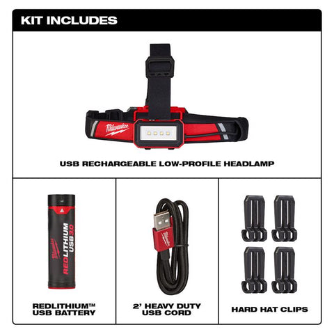 Milwaukee LED Rechargeable Head Lamp, Black/Red
