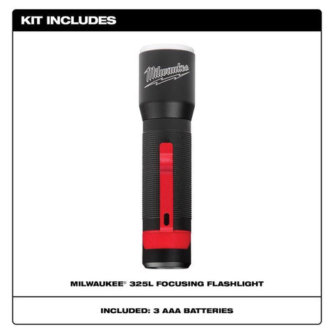 Milwaukee Focusing Flashlight, 5.39", Black/Red