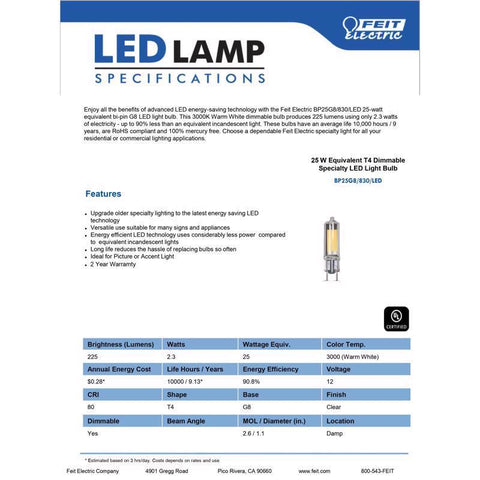 LED Bulb t4 g8 6.5w