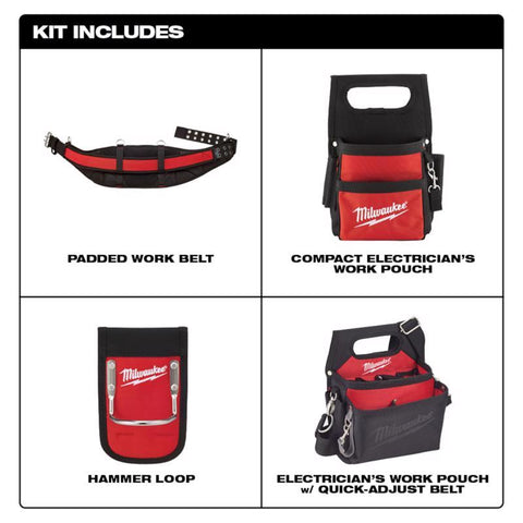 Milwaukee Electrician's Work Belt, Black/Red