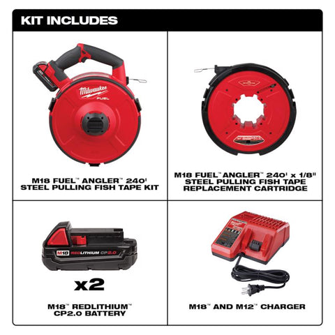 Milwaukee Angler Fish Tape Kit, Nylon, Red