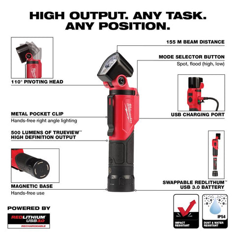 Milwaukee USB Rechargeable Pivoting Flashlight