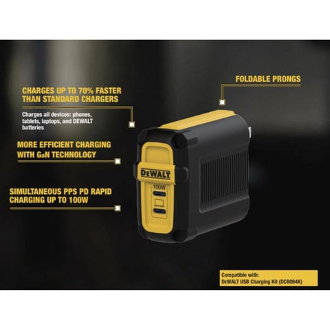 DeWalt 100W 2Port Wall Charger