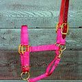 Hamilton Adjustable Halter with Leather Headpole and Snap, Large, Red