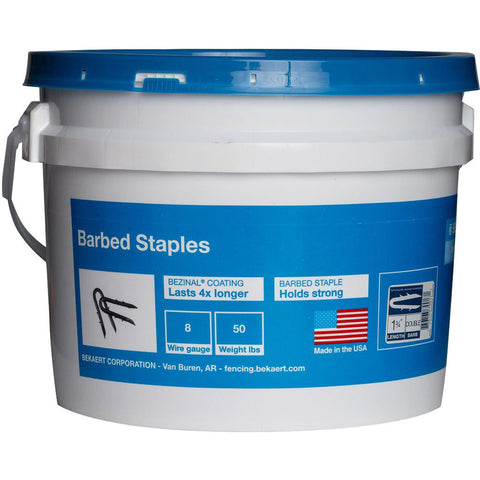 Bekaert Barbed Fence Staple Bezinal Coated Bucket 8 ga-1.50 in-50