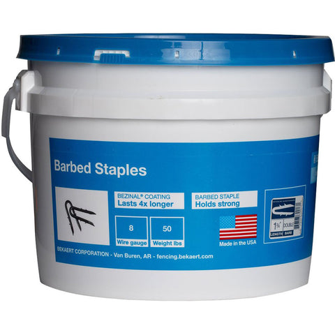 Bekaert Barbed Fence Staple Bezinal Coated Bucket 8 ga-1.75 in-50