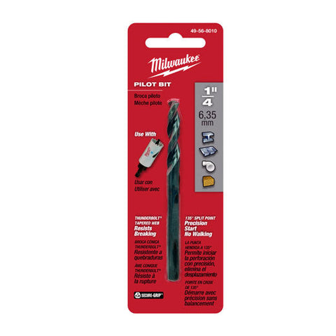 Milwaukee Hole Saw Pilot Drill Bit 1/4"x4", High Speed Steel