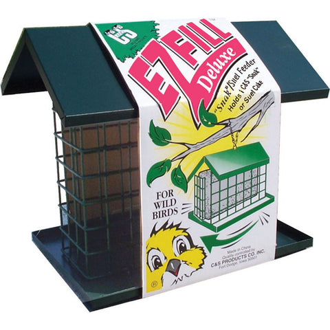 C&s E-z Fill Snak/suet Feeder W/roof & Platform 8x10.75x7.4 IN Green