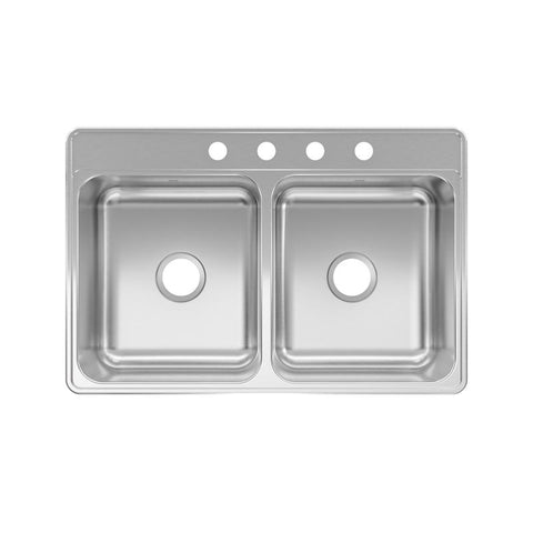 Kindred cdla3322-7-4n Double Kitchen Sink, Stainless Steel
