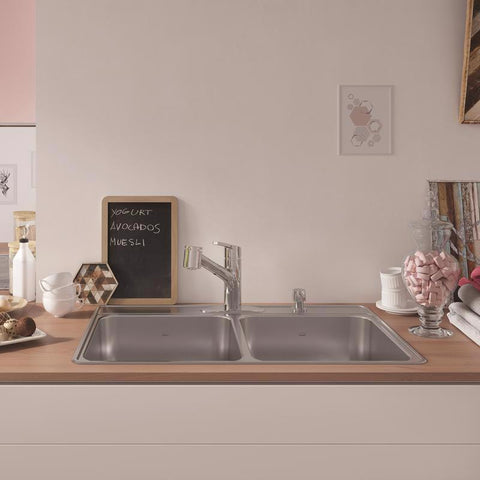 Kindred cdla3322-6-4n Two Bowls Kitchen Sink, Stainless Steel