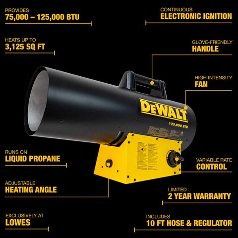 DeWalt Propane Forced Air Portable Heater, Steel