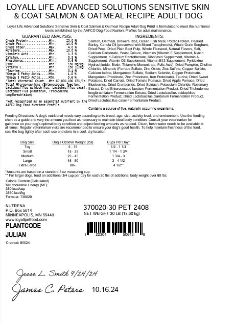 Nutrena® Loyall Life® Advanced Solutions Sensitive Skin & Coat Salmon & Oatmeal Recipe Adult Dog Food 30 lbs