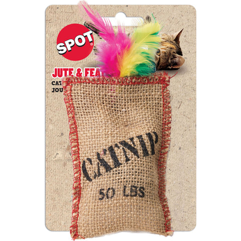 Spot Jute & Feather Sack W/catnip 4 IN
