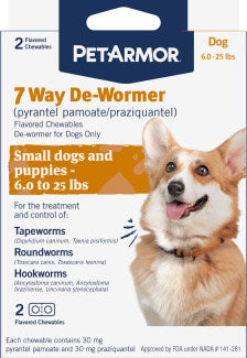 Petarmor 7 Way De-wormer Chewable Dog 6-25 lb-2 CT
