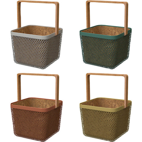 Panacea Nordic Multi-Color Square Planters with Coco Liners 10 in Assorted