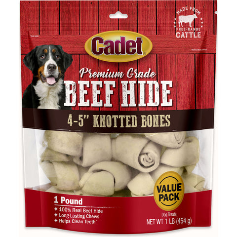Cadet Premium Grade Knotted Rawhide Bones 4-5 in-1 LB Natural