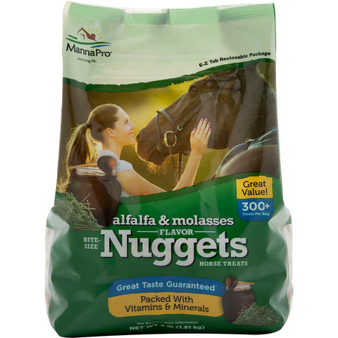 Manna Pro Bite-Size Nuggets Horse Treats, Alfalfa & Molasses, 4 lb