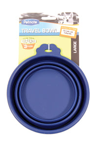 Silicone Round Travel Pet Bowl MD Blue