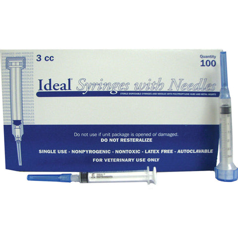 Ideal Luer Lock Disposable Syringe Combo – 3 cc, 100 Box