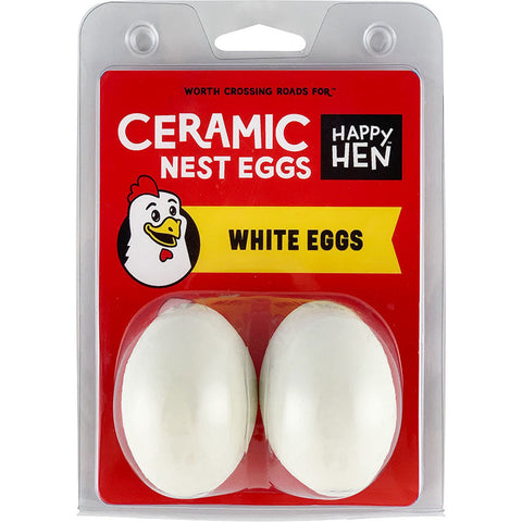Happy Hen Treats Ceramic Nest Eggs, White, 2-Pack