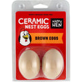 Happy Hen Treats Ceramic Nest Eggs, Brown, 2-Pack