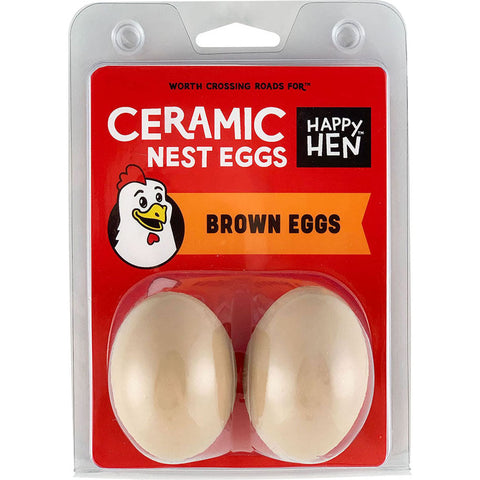 Happy Hen Treats Ceramic Nest Eggs, Brown, 2-Pack