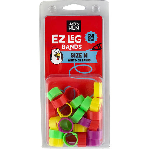 Happy Hen Ez Leg Bands Writable md-24 PK Assorted