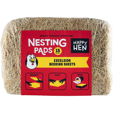 Happy Hen Excelsior Nest Box Bedding Pads 9.5x12 in-15 CT Brown