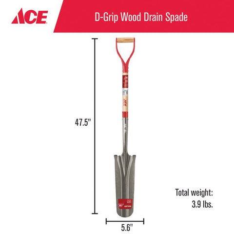 Ace Drain Spade with Wood Handle, 16"