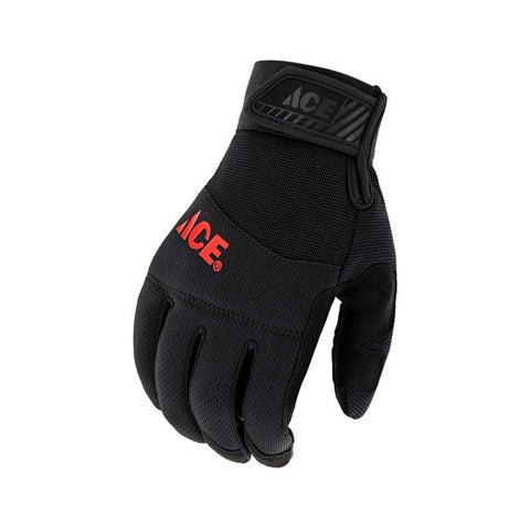 Ace Work Gloves, Large, Black/red