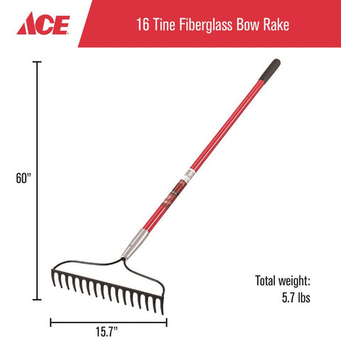 Ace 16-tine Fiberglass Bow Rake