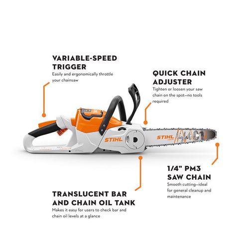 STIHL MSA 70 C-B Battery Chainsaw, 12" Bar – Set with AK 30 & AL 101