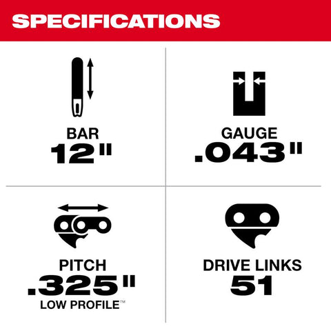 Milwaukee m18 Chnsw Chain 12"
