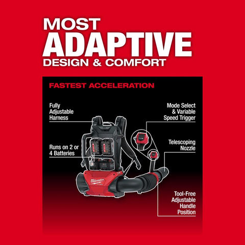 Milwaukee M18 Cordless Dual Battery Backpack Blower, M18 Redlithium