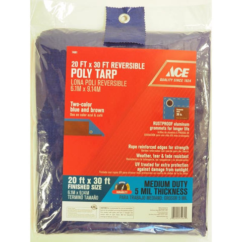 Ace Poly Tarp, Blue/brown, 20' X 30'
