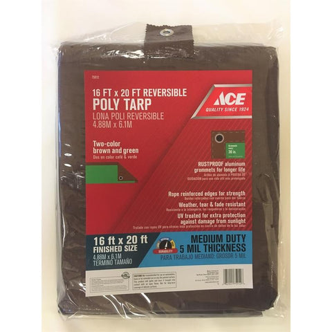 Ace Poly Tarp, Brown/green, 16' X 20'